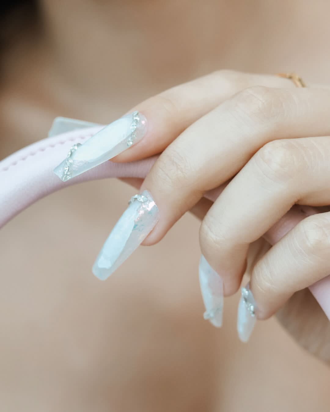 Seanaily Long Fairy White press on nails