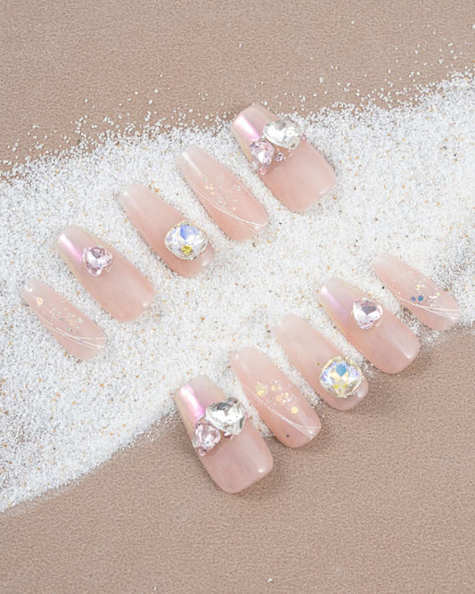 Seanaily the Sparkling Peony press on nails